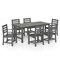67 Inch HDPE Outdoor Dining Table Set for 6 People with 6 Armchairs